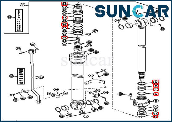 Phoque Kit Fits Excavator 180 John Deere Construction Machinery Models de cylindre de 4483194 bras