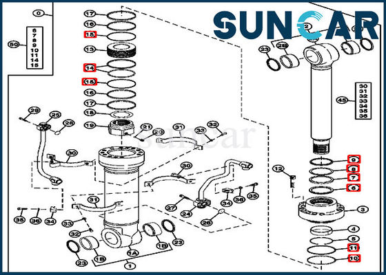 ISO9001 cylindre de positionnement du joint 4662878 hydrauliques scellant Kit Excavator John Deere Kits