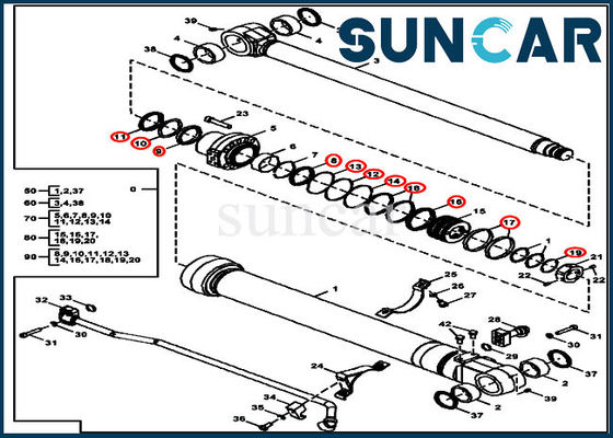 Seau du kit FYA00012901 de joint de réparation de cylindre scellant l'excavatrice John Deere de Kit For 135G 130G