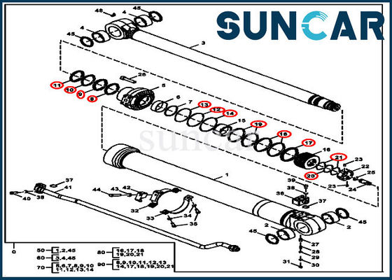Kits du kit 135G 130G John Deere Good Sealing Performance de joint de réparation de cylindre du bras FYA00012900