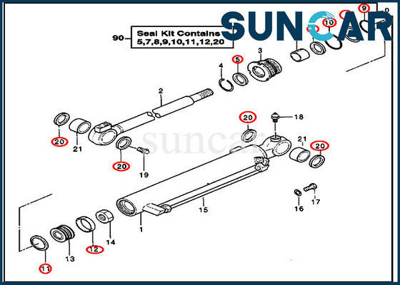 Le service Kit Hydraulic Seal Repair Kits de DEERE 4355825 adapte l'excavatrice Cylinder Blade Parts