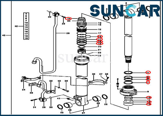Cylindre hydraulique de boom du joint AH173457 d'équipement scellant Kit For 200CLC 200LC John Deere