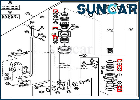 Kit de service de Boom Hydraulic Cylinder d'excavatrice de 225DLC John Deere Components 4654421