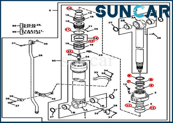 Service des réparations de joint de cylindre de 4654422 bras Kit For Models 220DW John Deere Construction Machinery