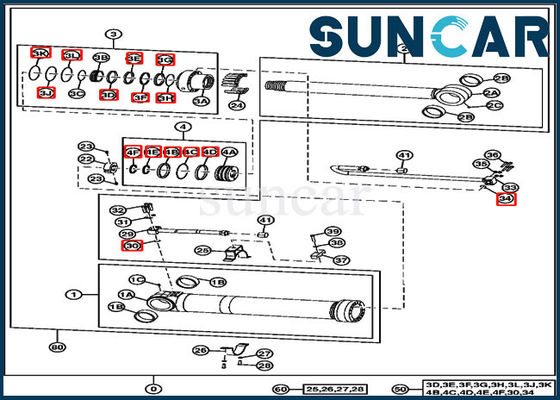 Kit de Repair Kit 4669895 John Deere Positioning Cylinder Seal de l'excavatrice 220DW