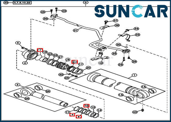 4485612 Hydraulic Boom Repair Seal Kit For 230CLC John Deere Cylinder Components