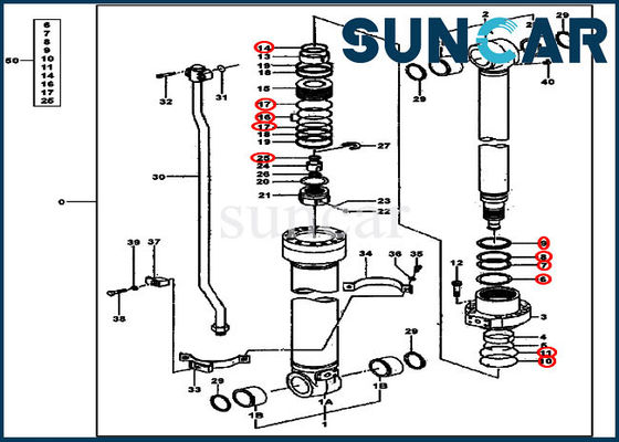Kit de service de Kit Excavator Hydraulic Seals JOHN DEERE de joint de cylindre de 4631062 bras