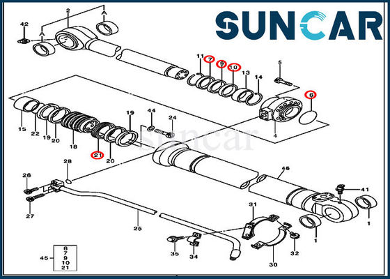 Phoque hydraulique de la réparation 4485614 Kit Deere Parts 230CLC pour des composants de cylindre de seau
