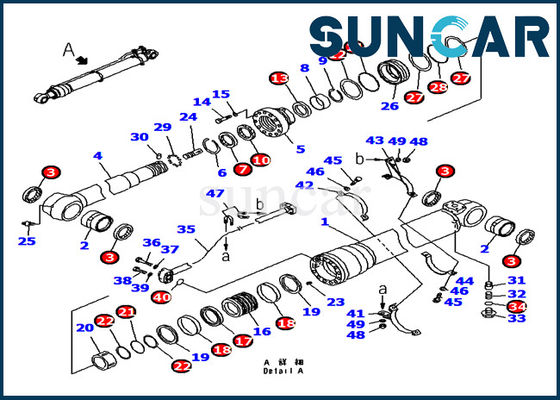 707-98-48610 phoque Kit For PC180 PC200 PC210 de réparation de cylindre de Seal Kits Arm d'excavatrice de KOMATSU