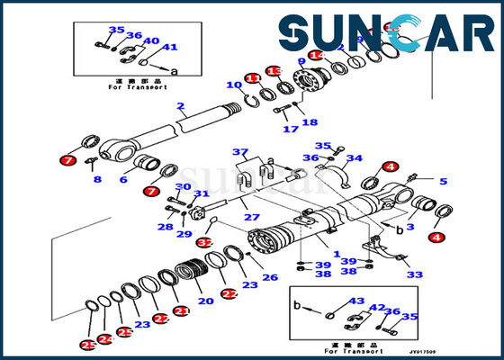 707-99-48710 excavatrice Repair Kit de Kit Cylinder Inner Parts PC240LC-10 de joint de cylindre de BRAS de KOMATSU