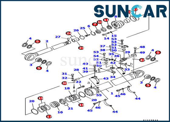 Excavatrice PC1800-6 de Kit Fits For de joint de réparation de cylindre du kit 707-99-85330 de joint de cylindre de bras de KOMATSU
