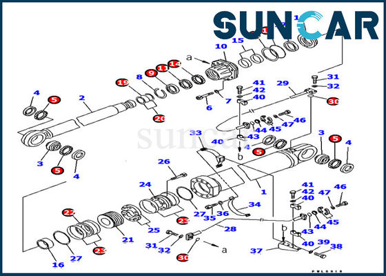 Les kits de réparation de cylindre hydraulique de boom de l'excavatrice 707-99-87710 de KOMATSU le joint que les kits adapte PC1800-6