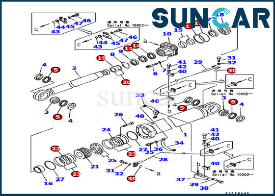 Joint de scellage Kit For Komatsu Excavator PC1800-6 de réparation de cylindre de boom du kit 707-99-87720