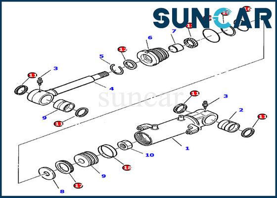 878000393 excavatrice Hydraulic Cylinder Assy Inner Parts des kits PC20-7 KOMATSU de joint de cylindre de lame