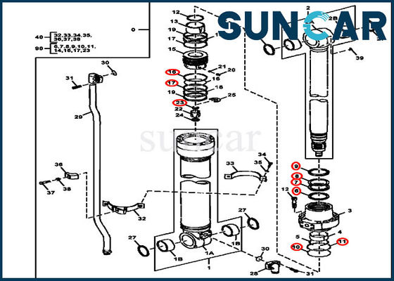 Les kits de cylindre d'Arm Sealing Kit 245GLC 230GW Deere d'excavatrice de la résistance à l'usure FYA00001400