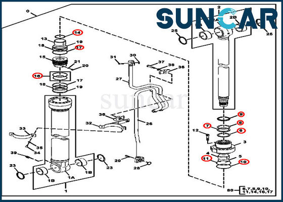 Excavatrice JOHN DEERE de Kit Service Kit For 245GLC de joint de cylindre du boom FYA00001396
