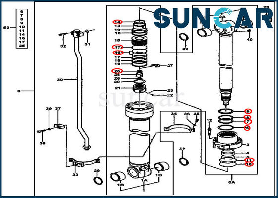 4662880 Kit d'étanchéité du cylindre du bras pour le détecteur de données de la pelle de Deere 200LC, 270CLC, 2554, 2054, 2154D