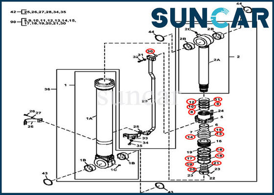 Composants de Service Kit John Deere Hydraulic Bucket Cylinder de l'excavatrice FYA00010735