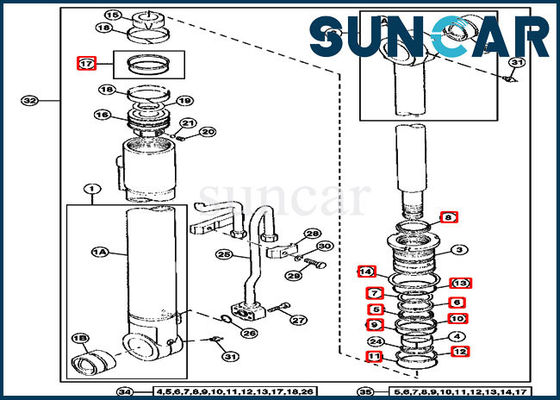 kits de Kit John Deere Excavator Replacement Service de réparation de joint du cylindre 4369764 du boom 290D