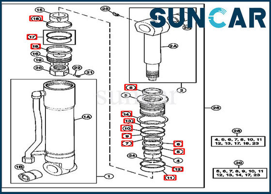 4369769 pièces de machines hydrauliques de construction de Kit For 290D de joint de réparation de John Deere Arm Sealing Kit