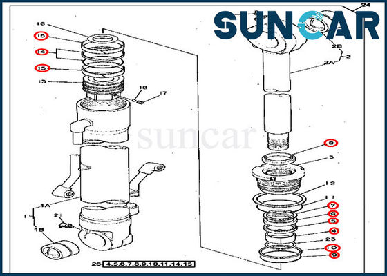 Excavatrice 290D John Deere Replacement Kits de kit de joint de cylindre de 4369721 seaux