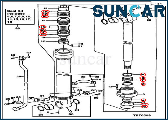Excavatrice hydraulique de Kit Deere Seal Kits Fits 160LC 350GLC 350DLC de cylindre du seau AH155040