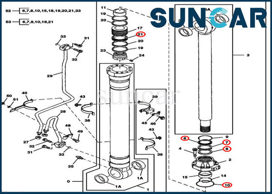 Phoque Kit For 330LCR JOHN DEERE de réparation de LH/RH de boom des kits 9180581 de service de cylindre