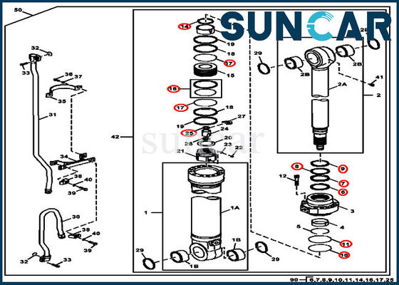 Équipement lourd de Kit Fits 350DLC 350GLC JOHN DEERE de joint de rechange du cylindre 4S00930 Deere de bras