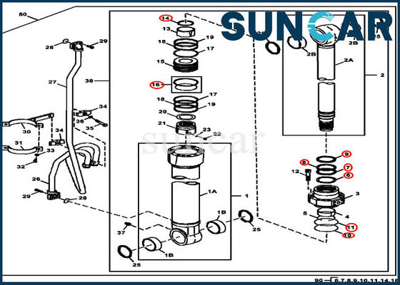 réparation de boom de 4S00783 JOHN DEERE scellant l'excavatrice de Kit Cylinder Components Fits 380GLC 350GLC