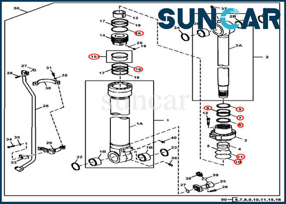 Kit de réparation de joint de cylindre du seau FYA00001398 ISO9001 3754D 350DLC John Deere Service Kit