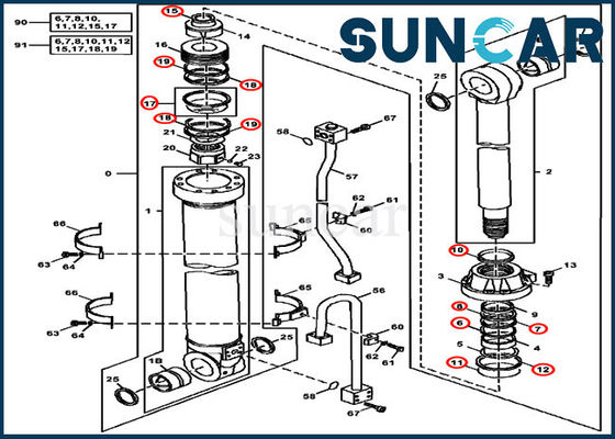 Réparation hydraulique Kit For John Deere 450LC 200LC 450CLC de cylindre de bras des kits 4S00956 de joint