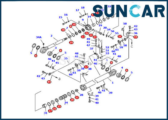707-99-77210 kit intérieur hydraulique de service de kit de réparation de Kit Komatsu Excavator PC1600-1 de joint de cylindre de seau