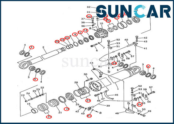 707-99-87660 pièces intérieures de cylindre hydraulique du kit PC1600-1 de joint de cylindre de boom d'excavatrice de KOMATSU 2èmes