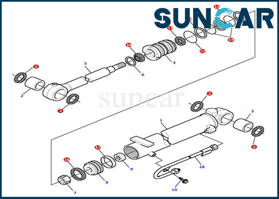 Kit de joint de cylindre de boom du kit 878000502 de Hydraulic Parts Service d'excavatrice de PC15R-8 KOMATSU
