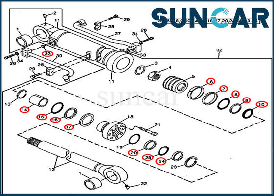 Excavatrice Models de Kit For John Deere 490 de joint de rechange de cylindre du seau AT264443
