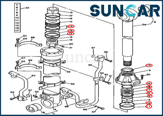Phoque Kit Excavator Service Kit Fits 595D 590D JOHN DEERE de cylindre de seau du boom AT194335