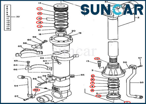 Kit de réparation hydraulique de joint du seau AT264445 495D 490 John Deere Mechanical Sealing Parts