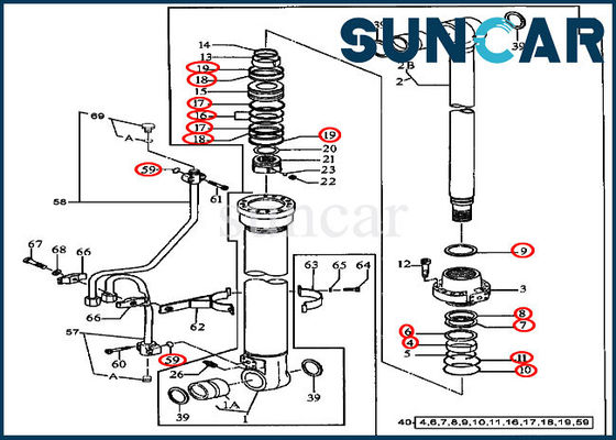 Joint de cylindre de boom du kit AT196470 de joint de rechange Kit For 490E John Deere Equipment