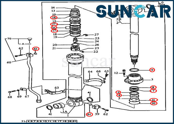 4369892 excavatrice Seal Kits du kit 490E JOHN DEEERE de service des réparations de cylindre de bras