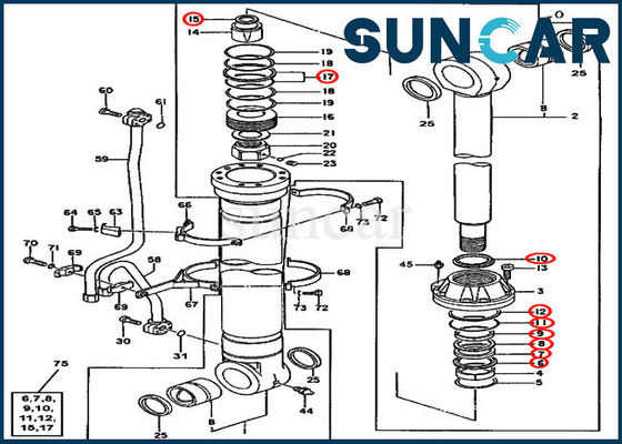 Excavatrice de Kit Repair Sealing Kit Fits 600C 550LC de joint de cylindre de boom de JOHN DEERE 4660103