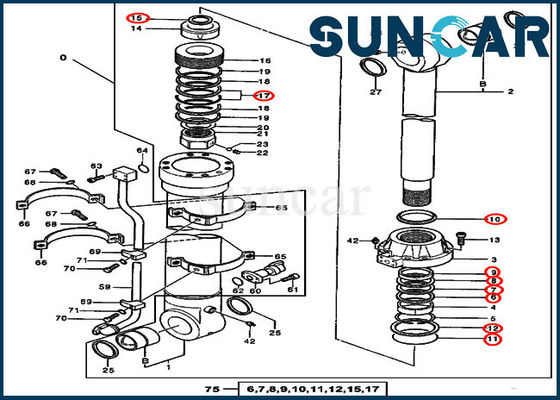 Seau du kit 4438690 de joint de cylindre hydraulique scellant Kit Fits For 550LC John Deere Models