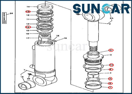 Phoque Kit Excavator Hydraulic Service Kits de cylindre de lame 4240084 pour 595D John Deere