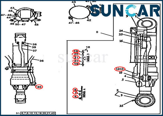 Phoque Kit Fits John Deere 790D de cylindre de bras de Hydraulic Seals AT196478 d'excavatrice