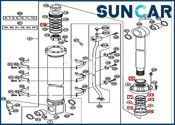 Excavatrice Sealing Kit de composants de cylindre de bras de 850DLC 870GLC John Deere 4653862