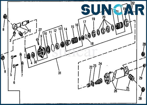 RE21196 cylindre hydraulique Kit Bucket Service Kit Fits 990 John Deere Equipment Parts