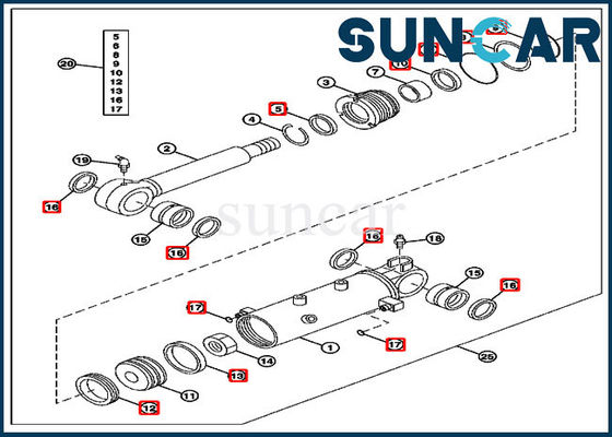 Remplacement de 4652458 lames scellant l'excavatrice Cylinder Seal Kits de Kit John Deere 27D