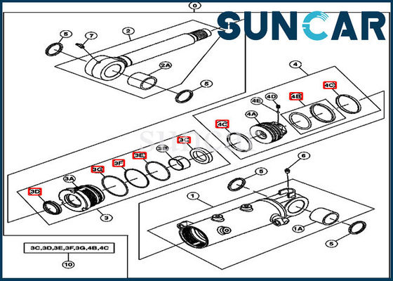 Phoque Kit Hydraulic Cylinder Repair Kits de lame de JOHN DEERE 4656428 pour 27D l'excavatrice Models