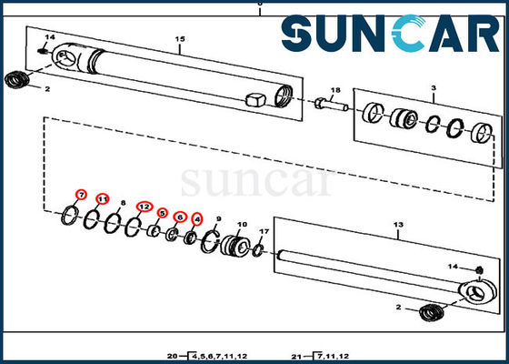 Phoque Kit Fits 35D 17D JOHN DEERE de cylindre de bride de seau du kit AH158827 de cylindre hydraulique