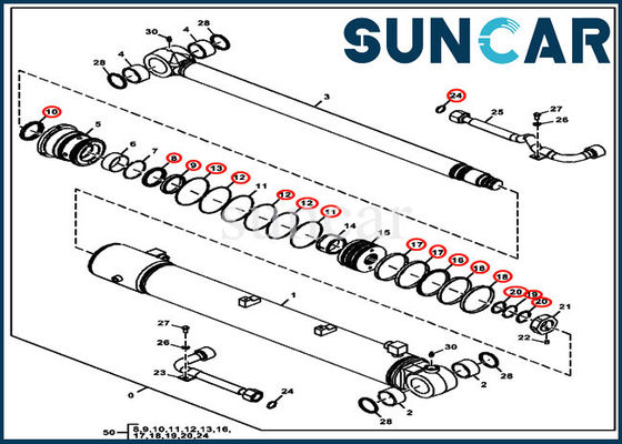 Les kits de joint de FYD00006229 Deere grondent service Kit For Excavator 75G de remplacement de cylindre