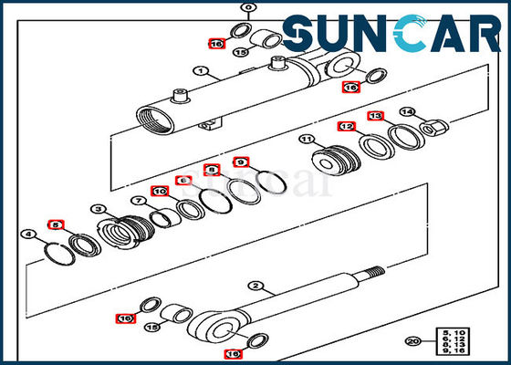4632462 excavatrice Replacement Service Kits de Kit Deere 75C 85G de joint de cylindre de lame